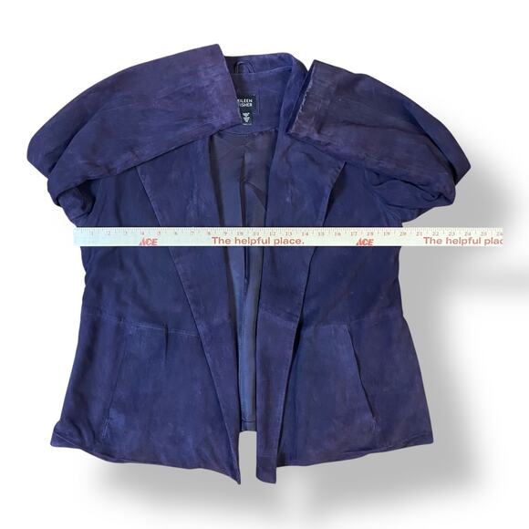 Eileen Fisher Purple Italian Goat Suede Open Front Blazer Jacket Size M - Picture 3 of 9